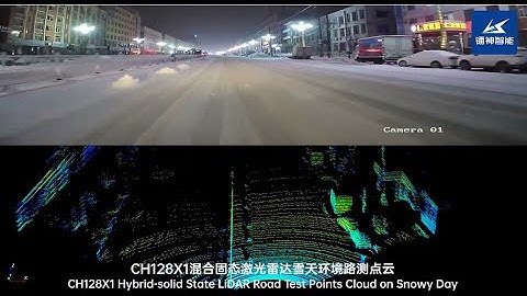 CH128X1 Hybrid solid State LiDAR Road Test Points Cloud on Snowy Day
