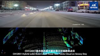 CH128X1 Hybrid solid State LiDAR Road Test Points Cloud on Snowy Day