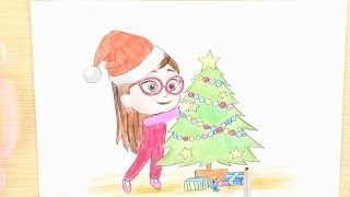 How to draw PJ Masks Character on Noel Day: Amaya as Santa Claus decorates Christmas Tree screenshot 3