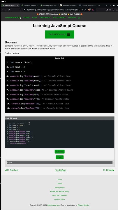 Boolean True And False In JavaScript - YouTube