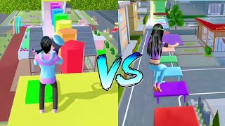 SAKURA OBBY PARKOUR KEREN PELANGI RAINBOW Buatan Kalian!! SAKURA SCHOOL SIMULATOR SSS Lucu Drama