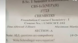 B.sc 1St Semester Nep Minor Chemistry Previous Years Question Papers Jammu University.
