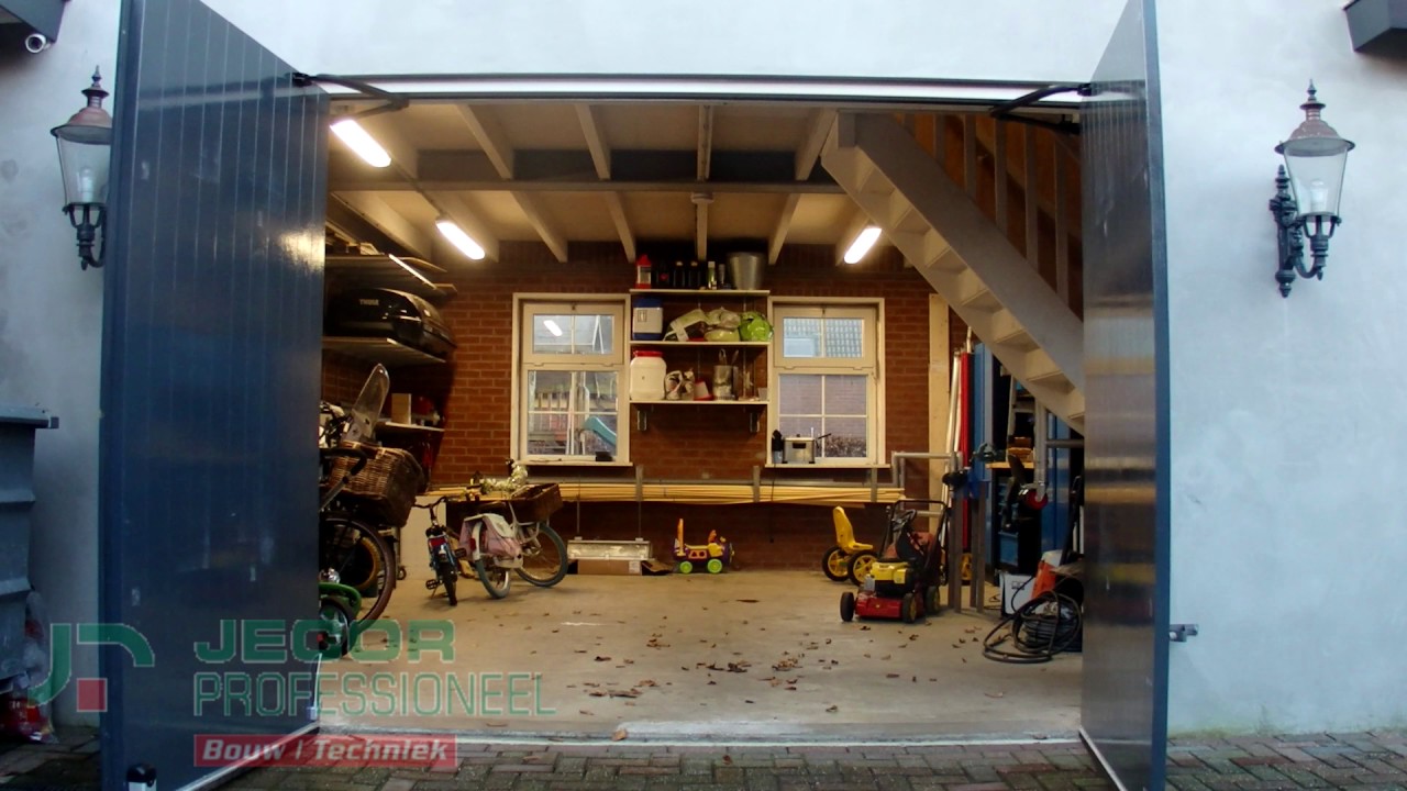 Jecor garagedeur opener t.b.v. openslaande deuren - YouTube