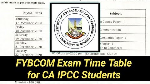 IDOL FYBCOM Exam TimeTable for CA Students | CA Exam Clashing | Ashish Sir