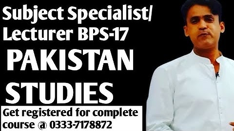 DEMO Lecture || Preparation for Subject Specialist/Lecturer BPS-17 Pakistan Studies