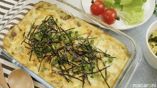 お豆腐で簡単なめらか！「なめこと長芋のねばねばグラタン」のレシピ・作り方