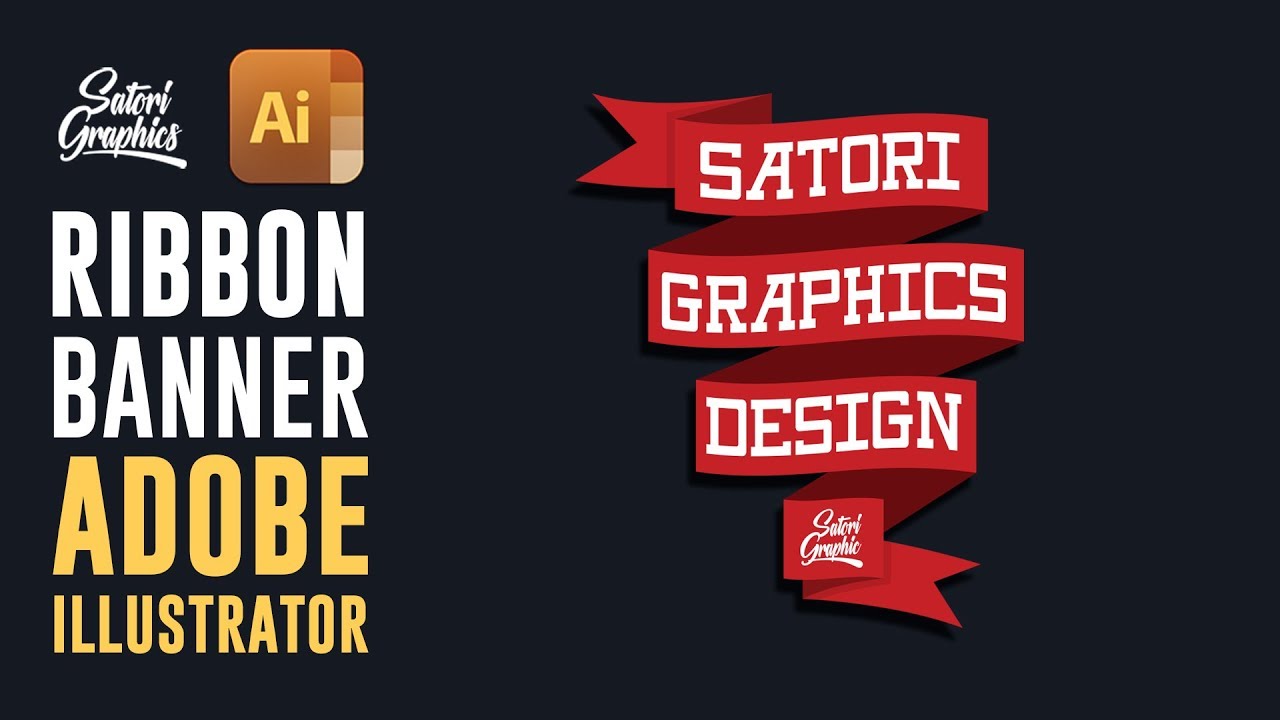 ⁣VECTOR RIBBON BANNER ADOBE ILLUSTRATOR | Satori Graphics