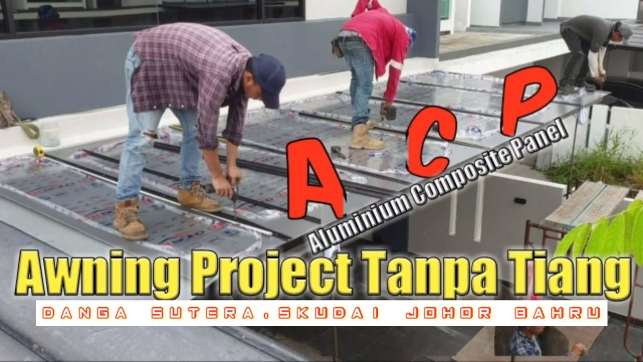 Pemasangan Awning Aluminium Composite Panel (ACP) Tanpa tiang,di Danga sutera,skudai Johor bahru