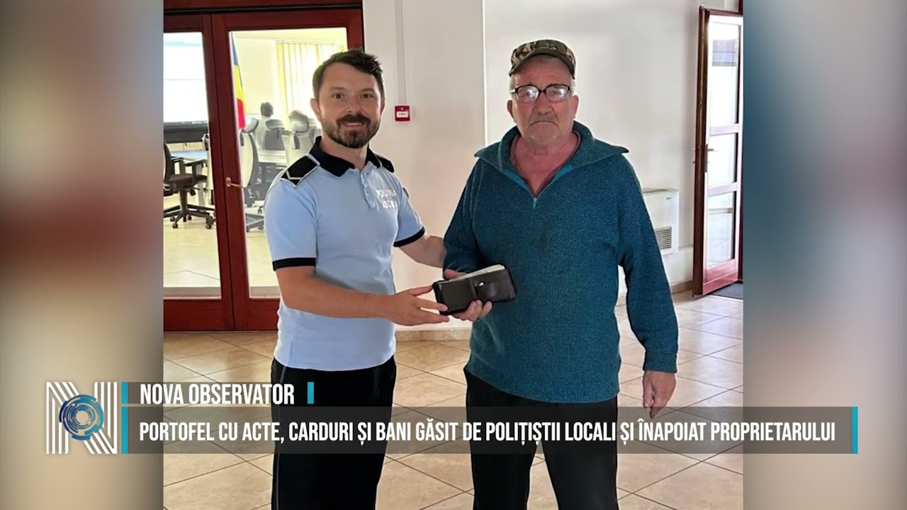 Portofel cu acte, carduri și bani găsit de polițiștii locali și înapoiat proprietarului