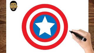 How To Draw Captain America logo - Step by step