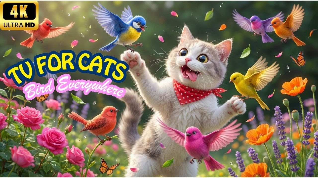😺 Relaxing Cat TV 🐦 Beautiful Birds in a Calm Garden for Cats | 4K UHD