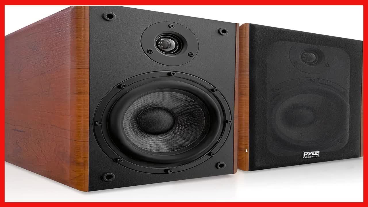 Pyle 5.25" Home Wooden Bookshelf Speakers, 200W Max Power, 1" Silk Dome