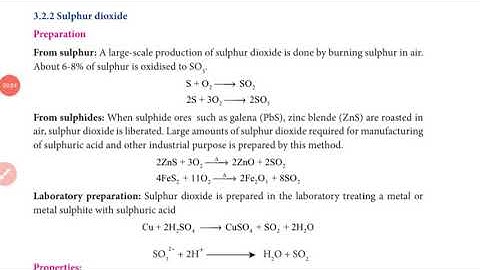 Sulphur dioxide (Preparation , Properties and uses)