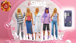 The Sims 4 CC Review 🍂 RIMINGS 🍂 Two Tops & Midi Dress &Jeans & Sweater & Denim Pants 🍂Fall by Pinki