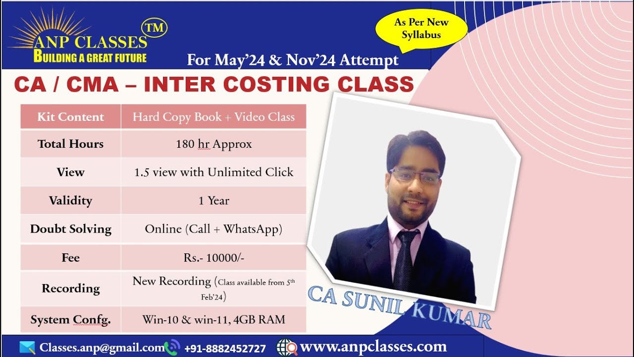 1st Class CA CMA Inter |Cost and Management Account - YouTube