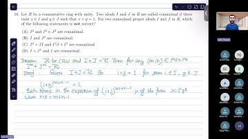 ISI MMath 2024 Solutions | Q16 (Question 16) – Comaximal Ideals