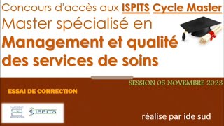 Concours daccès au ISPITS Cycle Master en management et qualité des services de soins session 2023