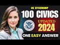 2024 USCIS Official Civics Test Questions & Answers, U.S. Citizenship (One Easy Answer) Random Order