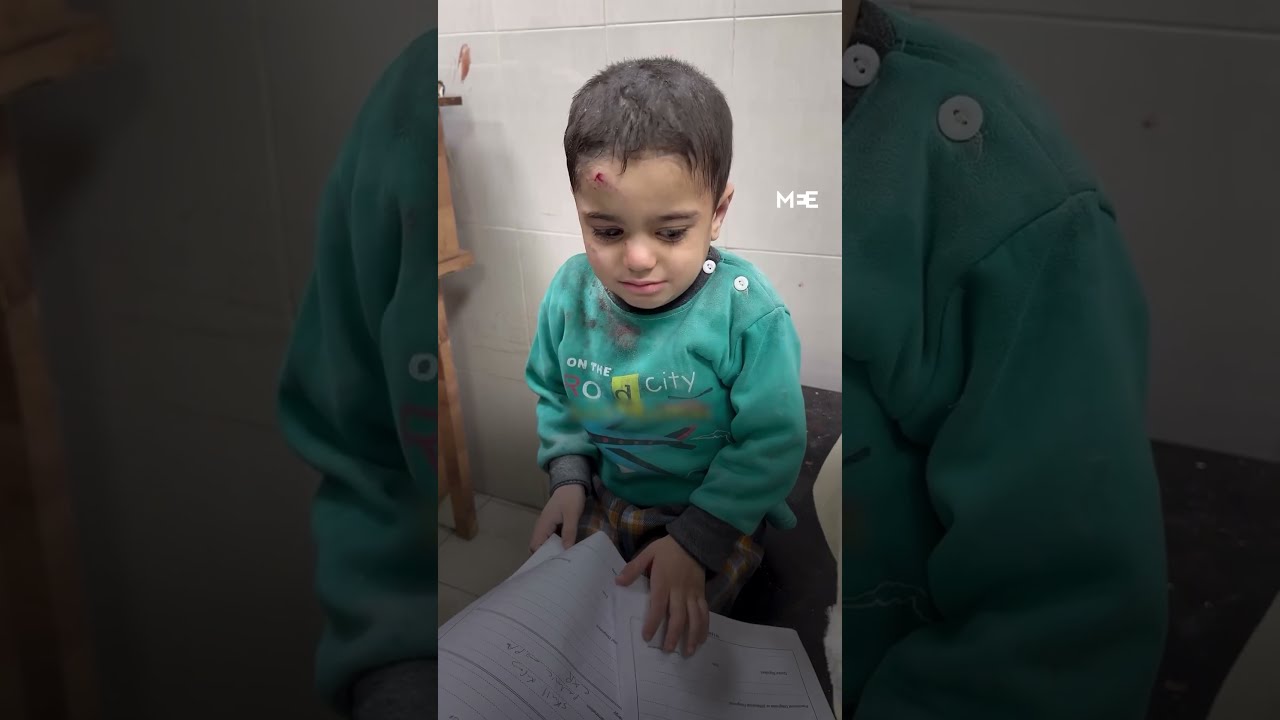 Palestinian kids tremble in fear after surviving Israeli attack