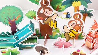 Learn Animal Names with Paper Toys | Zoo Aanimal Toys Monkey Hippo Elephant 동물 이름배우기 종이 동물 장난감 #47