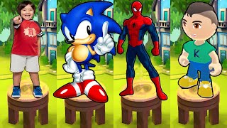 Tag with Ryan vs Sonic Dash vs Spiderman Super Hero Run vs CKN Toys: Car Hero Run - Gameplay screenshot 5