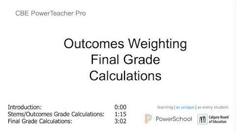 Outcomes Weighting Final Grade Calculations