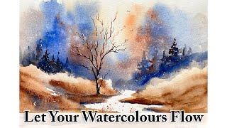 Let Your Watercolours Flow for Loose and Expressive Results | Semi-Abstract Imaginary Landscape