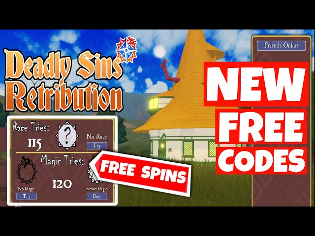 FREE CODES Deadly Sins Retribution 🔥 FREE CODES gives FREE 12 Spins For  Both Magic and Race #Roblox 