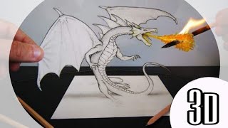 A very realistic dragon / learn to draw a 3D dragon very easy and fun way / رسم تنين النار كأنه حقيق