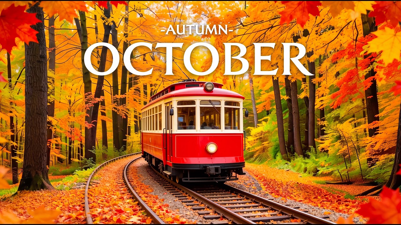 Beautiful October Autumn Forest 4K 🍁 Peaceful Nature Sounds, Healing Music & Deep Relaxation