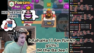 xQc getting rolled by Forsen in Clash Royale as he cant stop insulting Bajs