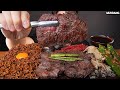 ASMR MUKBANG | BEEF STEAK 🥩 BLACK BEAN NOODLES MUSHROOMS  KIMCHI EATING 짜파게티 한우 소고기 구이 버섯 고추김치 먹방!