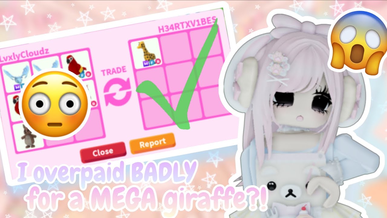 I got a MEGA GIRAFFE but overpaid BADLY for it?! 🦒 💧 | #adoptme #failedtrades 