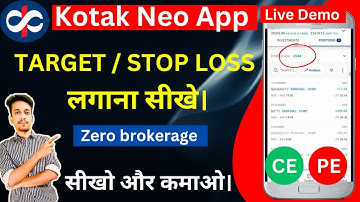 Kotak neo app Option Trading Live | Stop Loss and Target ek Sath kaise lagaye | Trailing Stop Loss
