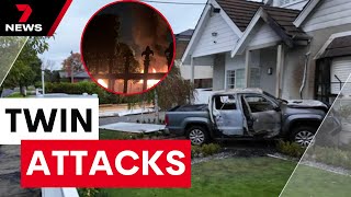 Cars turned into firebombs in twin attacks on house and shop | 7 News Australia