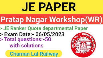 Pratapnagar Workshop(Western Railway) 06/05/2023 JE paper solutions @ChamanLalRailway
