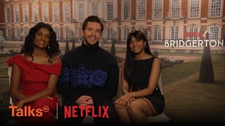 Talks Interview with Jonathan Bailey, Simone Ashley, and Charithra Chandran of Bridgerton