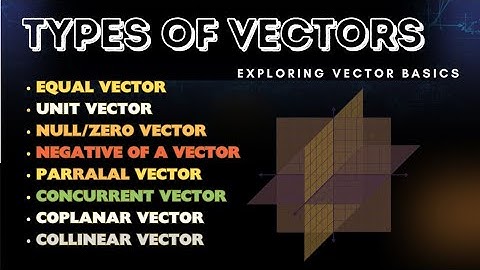 Types of Vectors - Equal vector - Unit Vector - Null Vector - Concurrent vector - parralal vector