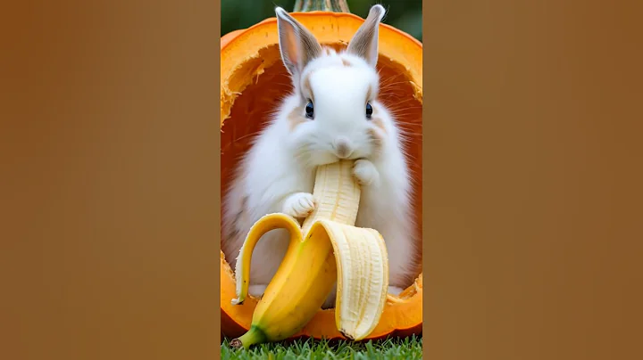 "Rabbit vs big banana 🍌🐇too cute ❤️!" #cute #bunny #viral #shorts