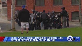 Eight people facing charges after days-long protest outside Albany Police Station