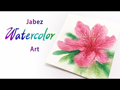 迷你水彩花卉小畫《水彩杜鵑花(紅色)》Watercolor azalea (red)| 水彩ツツジ（赤) | 수채화 진달래 (빨강)《DIY彩繪系列 #92》