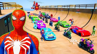 GTAV SPIDER MAN 2, FIVE NIGHTS AT FREDDY'S, THE AMAZING DIGITAL CIRCUS Join in Epic New Stunt Racing