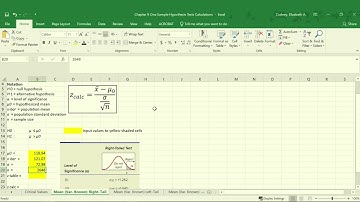 Excel Tutorial: One-Sample Hypothesis Test for Mean with Known Population Variance Right-Tailed Test