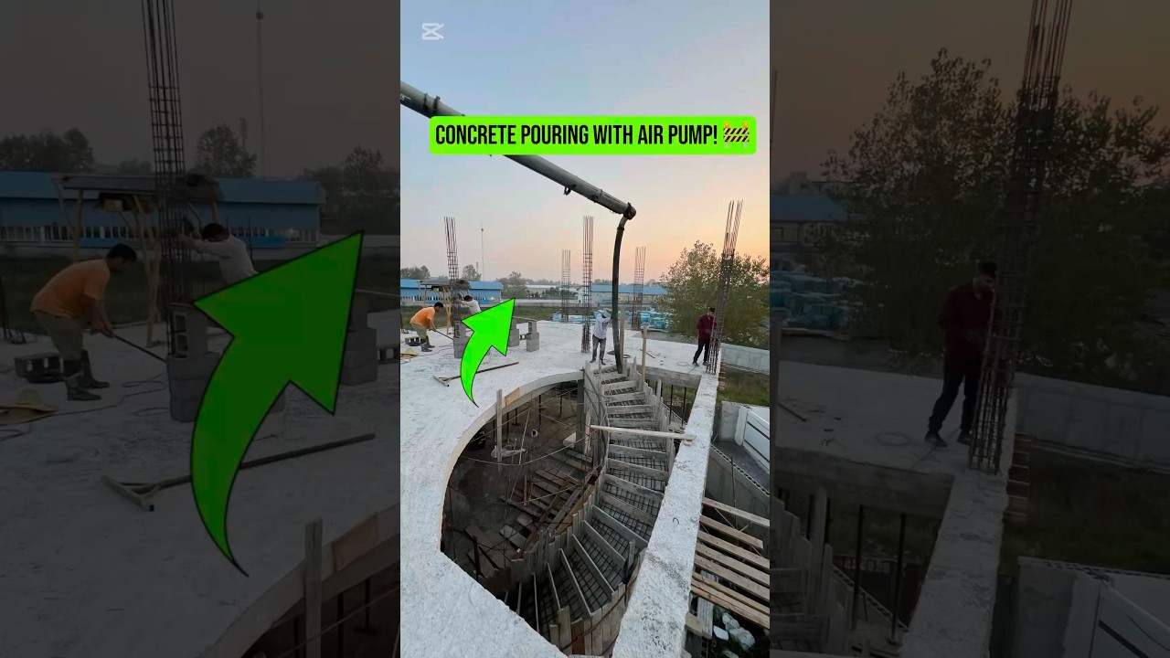 Perfect Concrete Pouring with Air Pump | Smooth Stair Concrete Work
