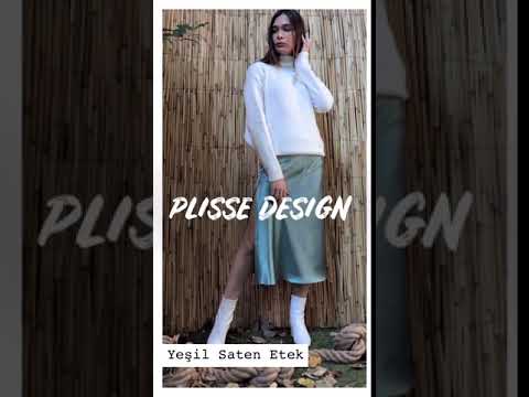 Plisse Design By Sibel Aslan-Yeşil Saten Etek