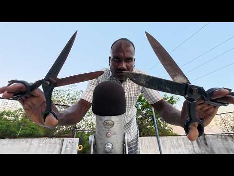 ASMR / 2 BIG SCISSOR with YETI MIC CUTTING SOUNDS,help for your sleep,