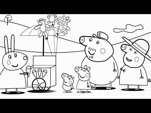 Pintar Desenho da Peppa Pig  Colorir Porquinha Peppa Mamae Pig Papai Pig e  George Pic Nic no Parque 