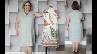 DIY - Plus size sheath dress without darts with V-neckline and reveal - class 310