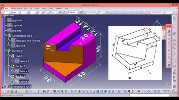 Isometric View_4 OR Design a part using Sketcher,Part Design, Generative shape Design. Engg Drawing.