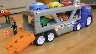 Car Transporter video for children Senya pretend play police and cars toys